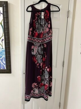 Lane Bryant Plum Floral Paisley Halter Maxi Dress